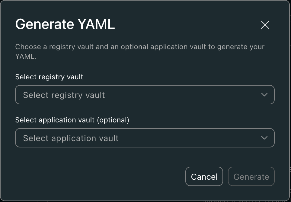 Generate YAML modal